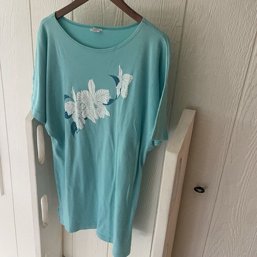 Vintage 80s Crazy Shirt Retro Hawaiian Floral Tunic Swim Coverup Single Stitch M